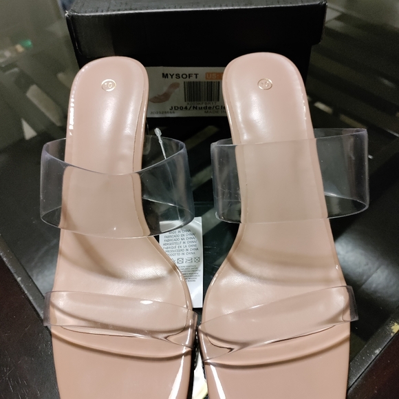 Mysoft Clear Open Toe Heels - Picture 2 of 5